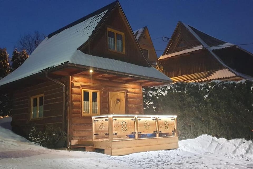 Property building, Night, Winter