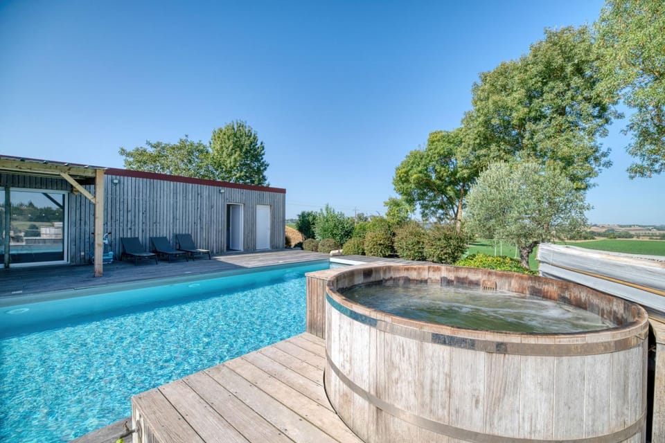 Property building, Living room, Swimming pool