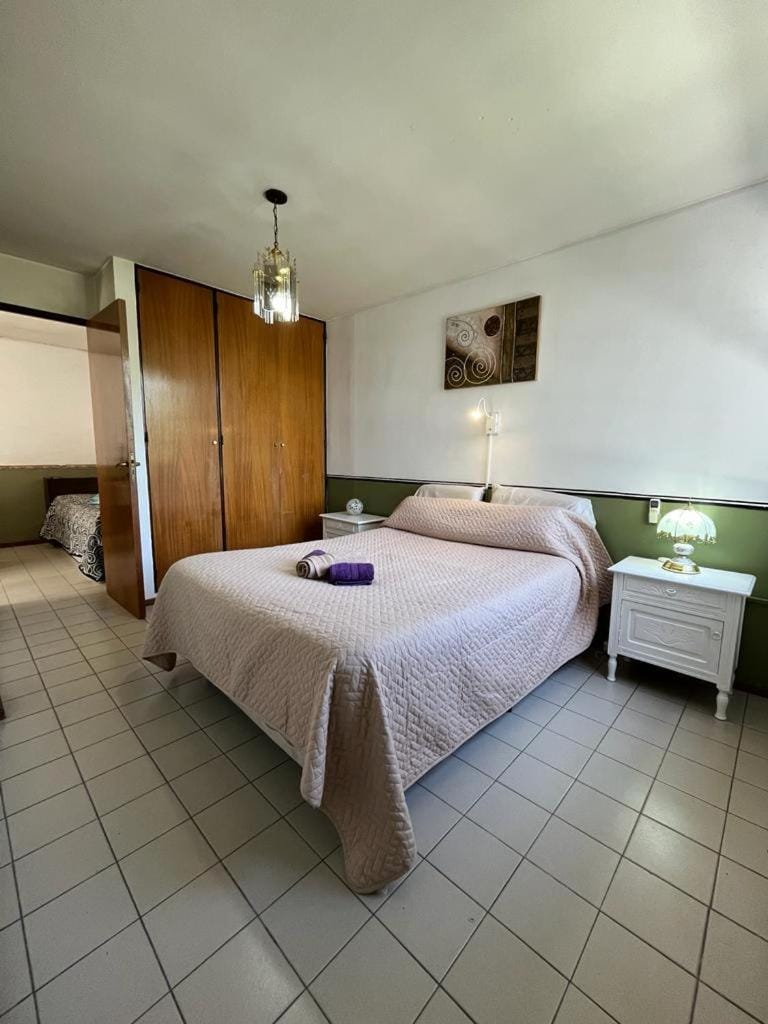 Bed, wardrobe