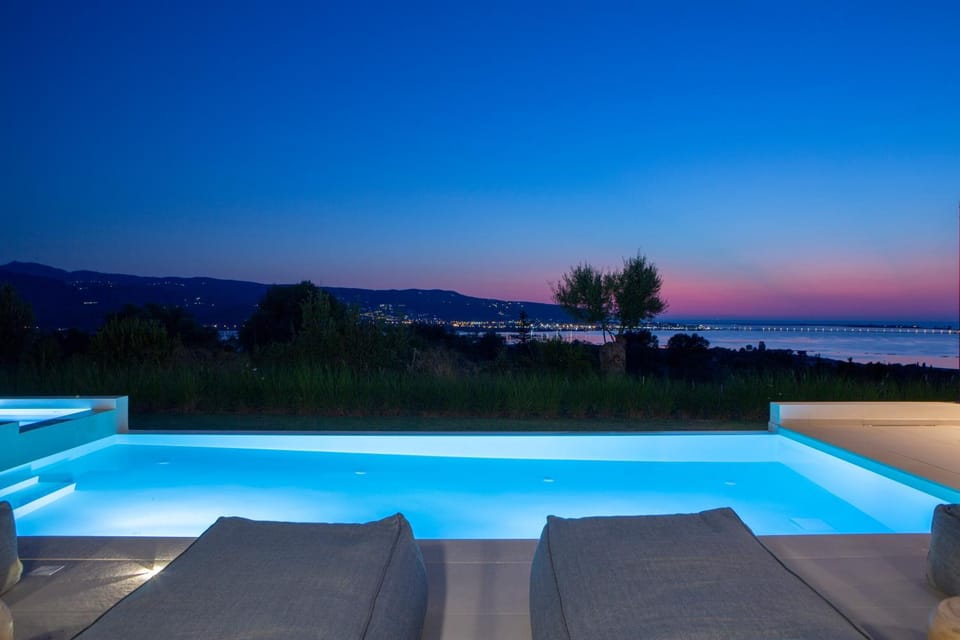 Night, Pool view, Sea view, Swimming pool