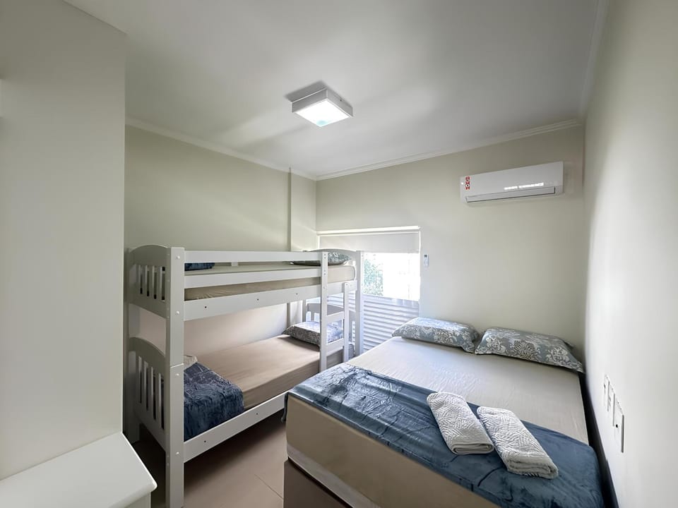 Bed, Bedroom, bunk bed, towels, air conditioner