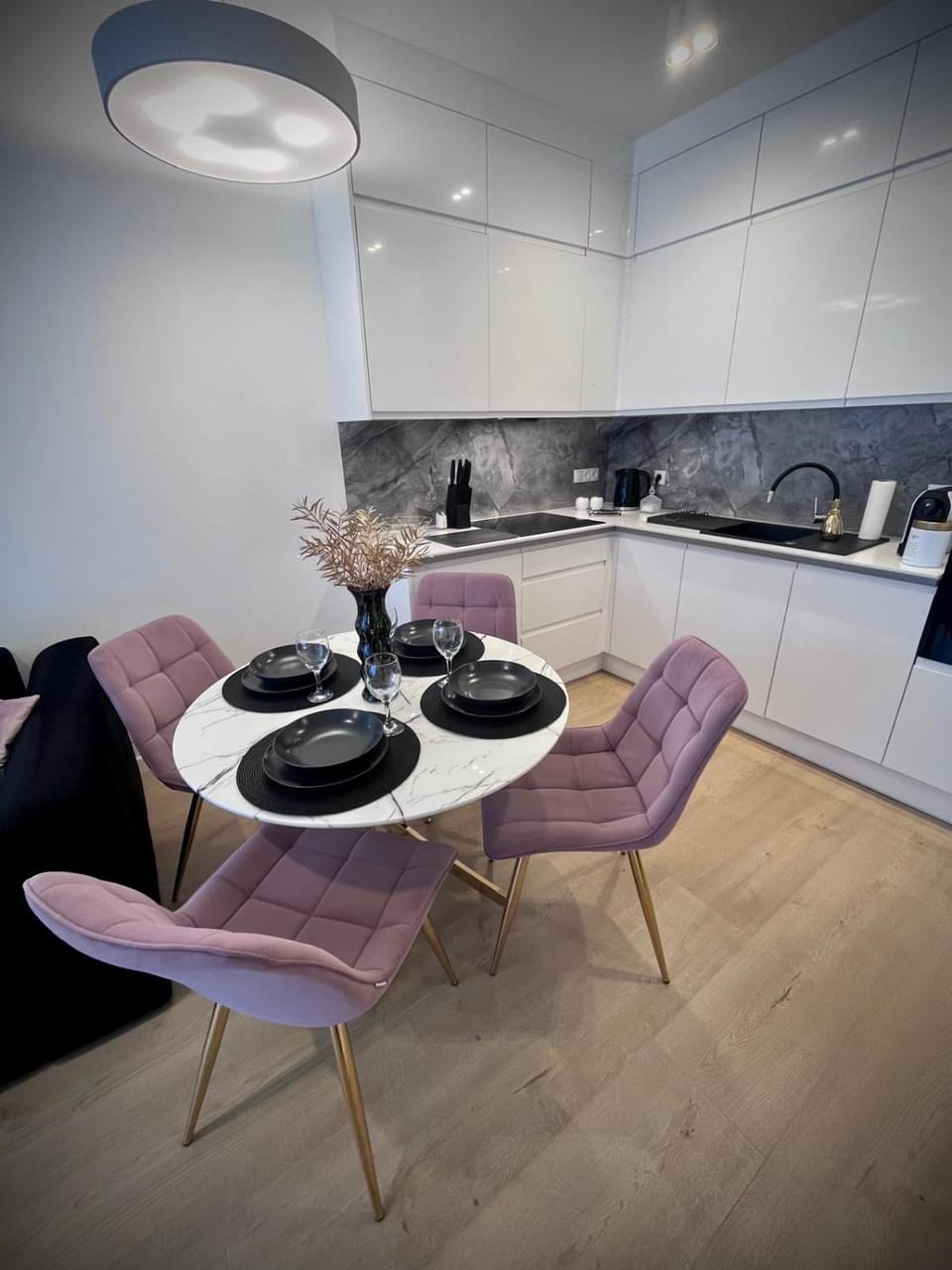 Kitchen or kitchenette, Living room, Dining area