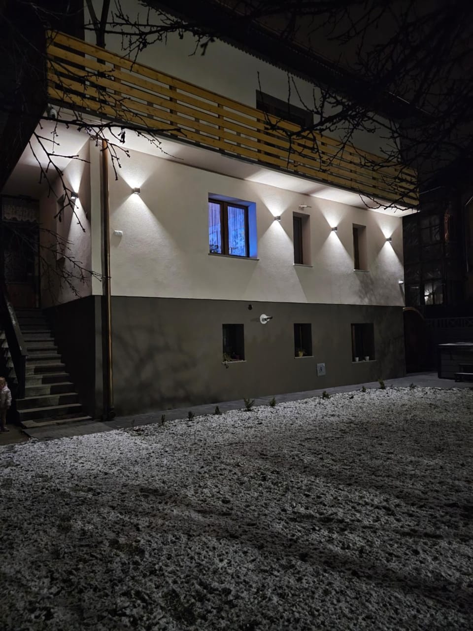 Property building, Night, Winter