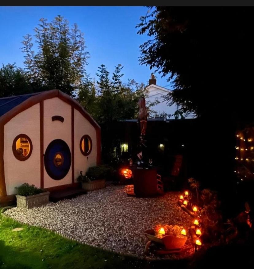 Property building, Patio, Night, Garden, Garden view