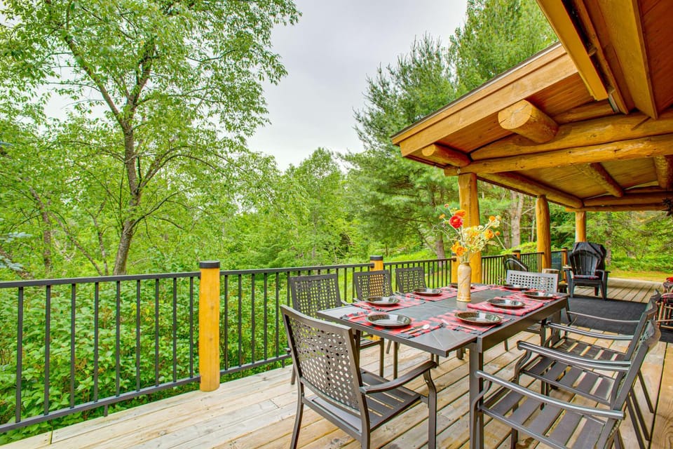 Handcrafted Log Home on River Near Crystal Mtn House in Michigan