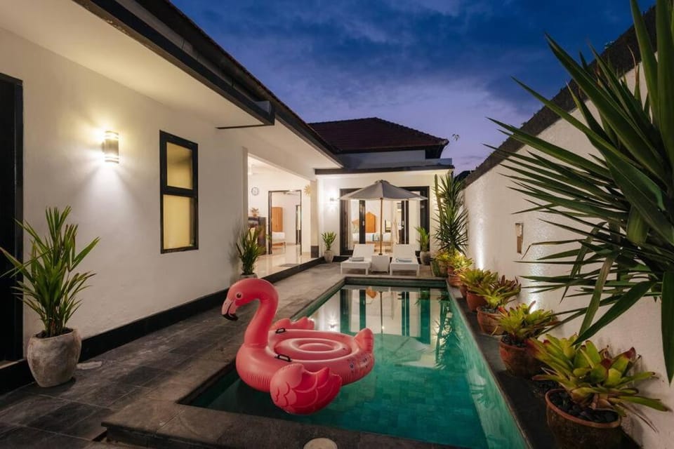 Night, Pool view, Swimming pool