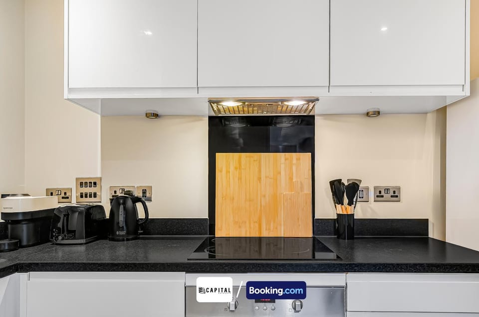 Kitchen or kitchenette, stove, toaster