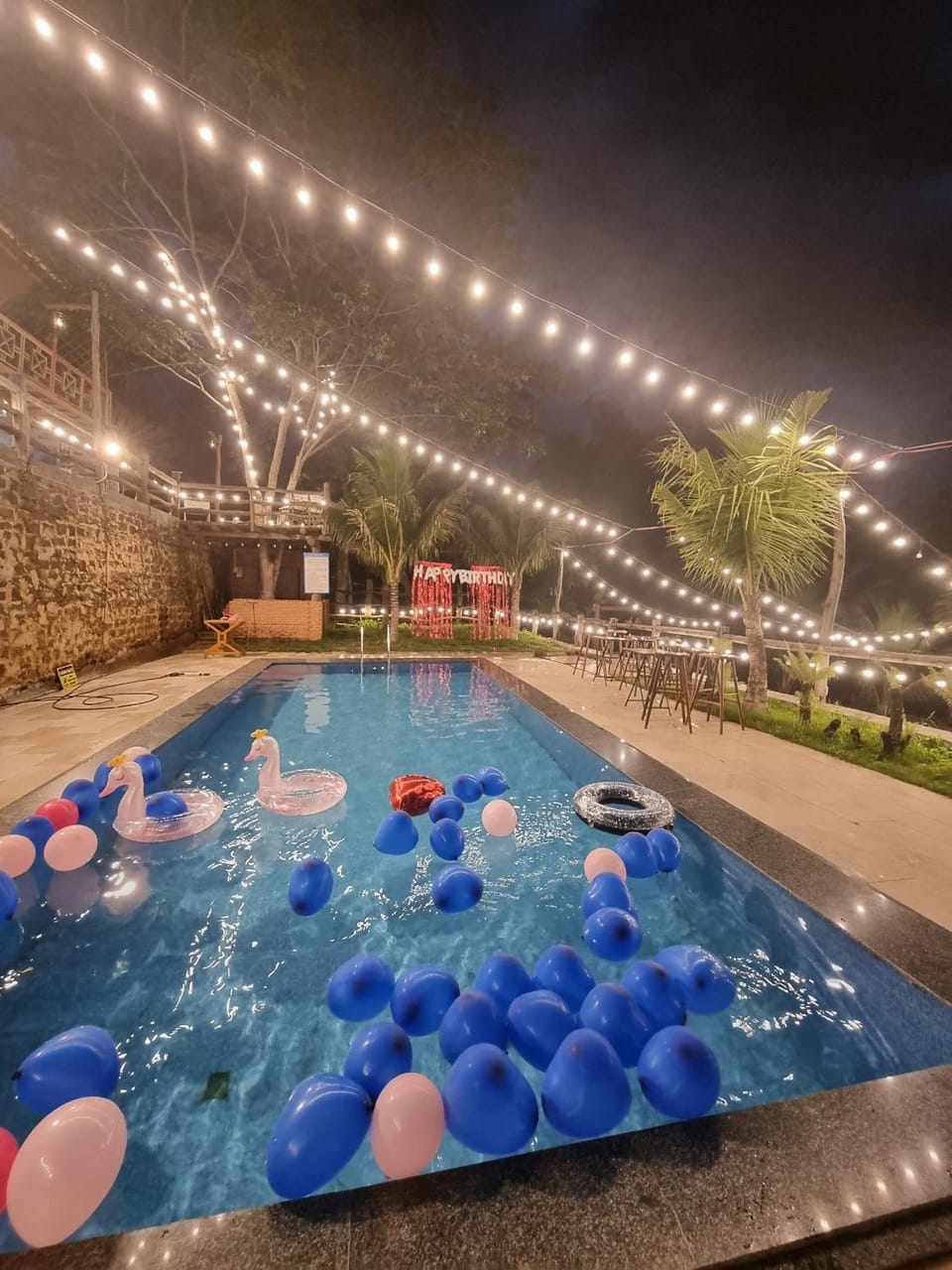 Night, Pool view, Swimming pool