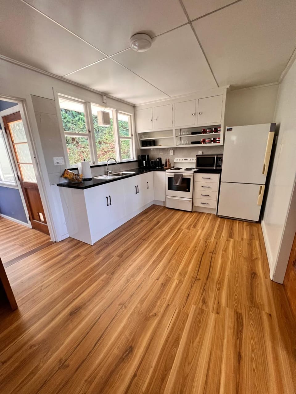 Kitchen or kitchenette, oven, stove, toaster