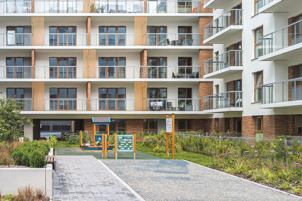 Property building, Facade/entrance, Off site, Day, Natural landscape, Children play ground