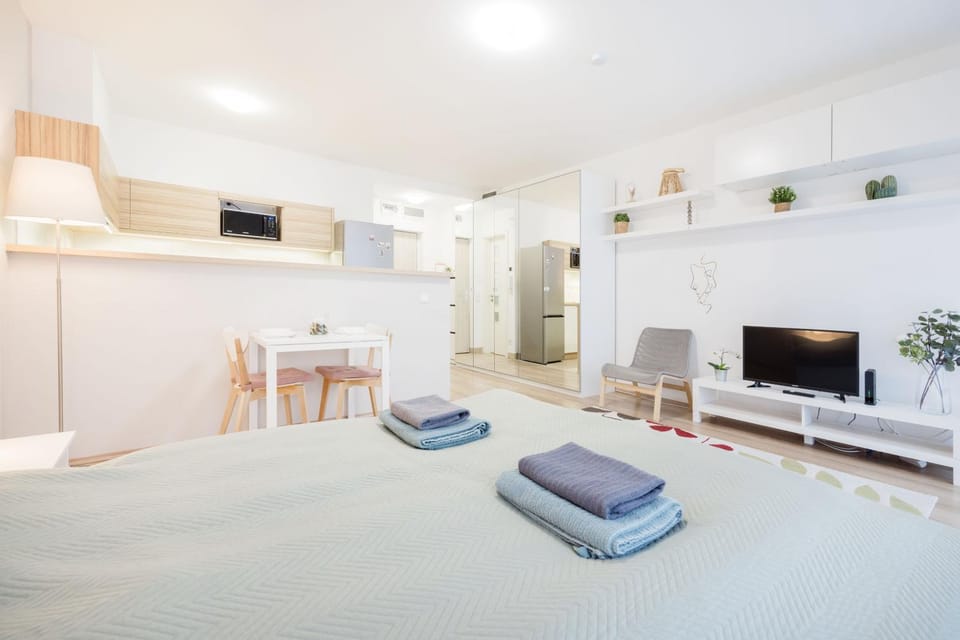 Bed, TV and multimedia, wardrobe