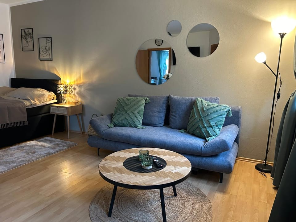 Bed, Living room, Photo of the whole room, Seating area, Bedroom
