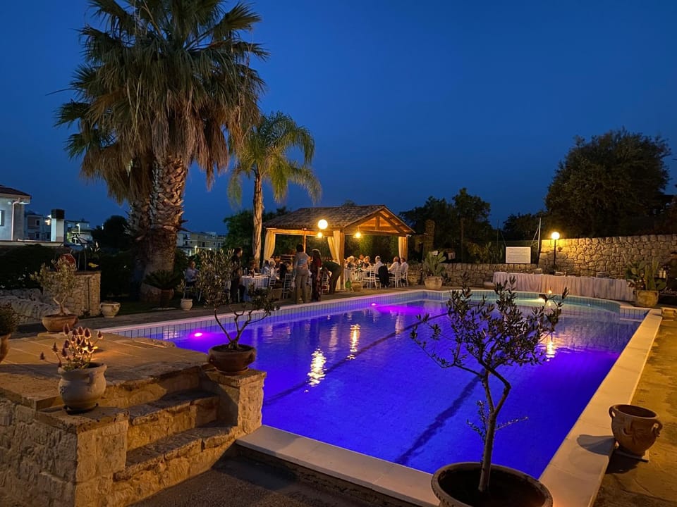 Night, Pool view, Swimming pool