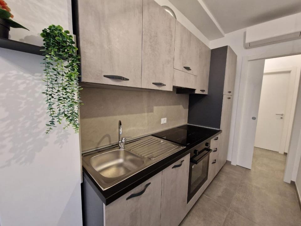 Kitchen or kitchenette, stove