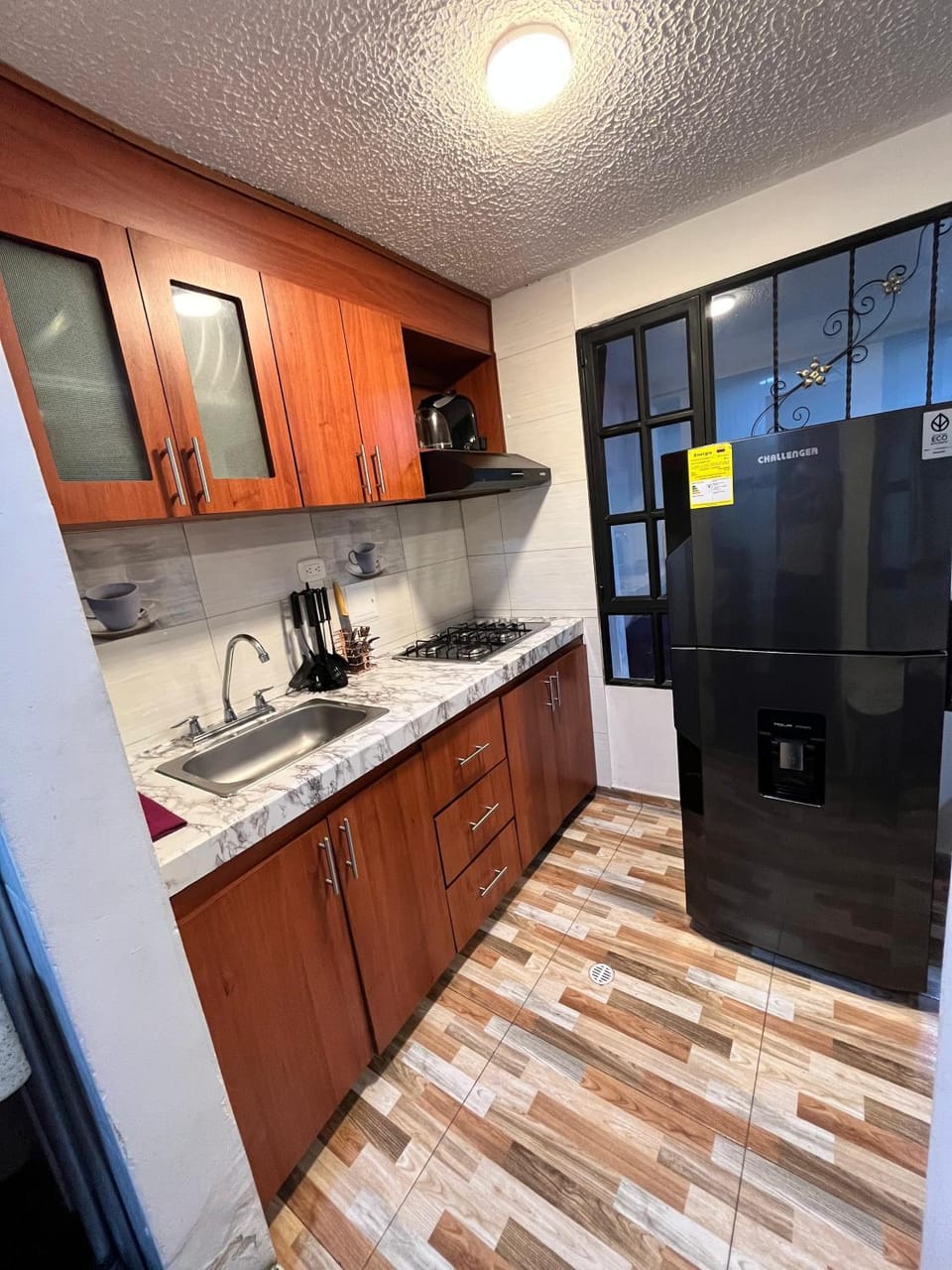 Kitchen or kitchenette, stove