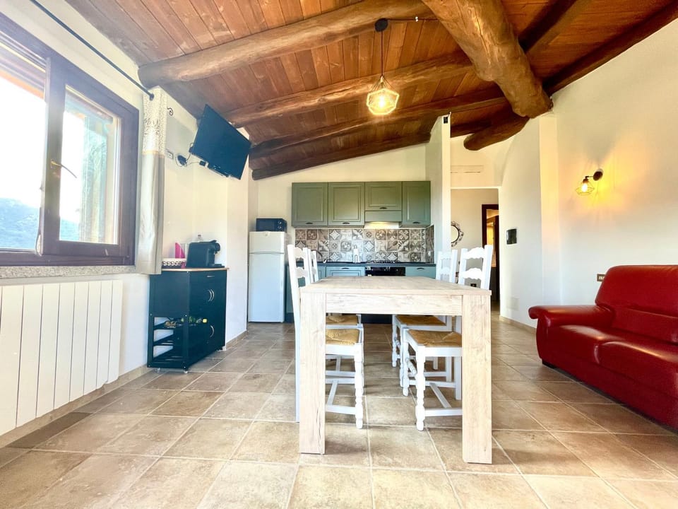 Kitchen or kitchenette, Living room, Seating area, Dining area