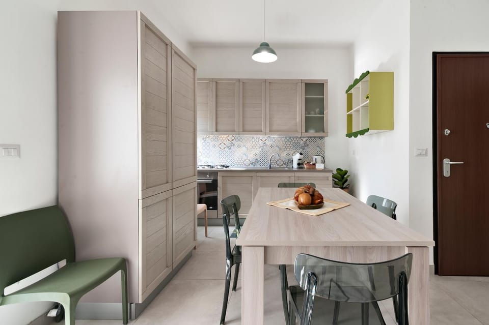 Kitchen or kitchenette, Living room, Dining area, stove