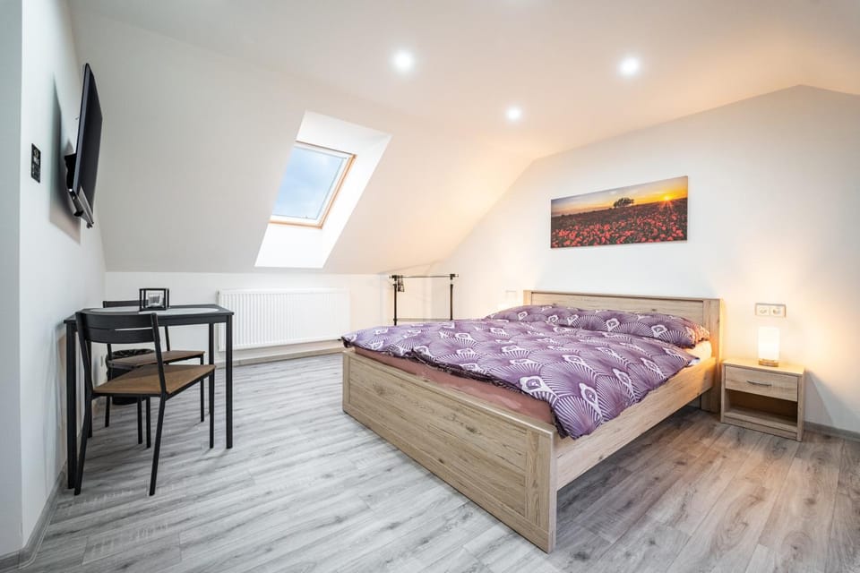 Bed, TV and multimedia, Seating area, Bedroom