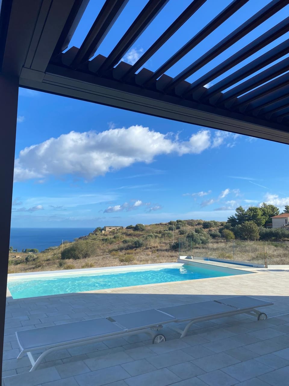 Pool view, Sea view, sunbed