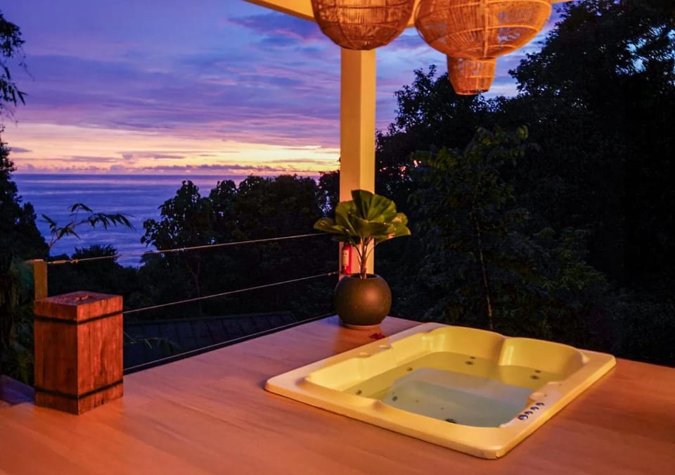 Natural landscape, Hot Tub, View (from property/room), Balcony/Terrace, Sea view, Sunset
