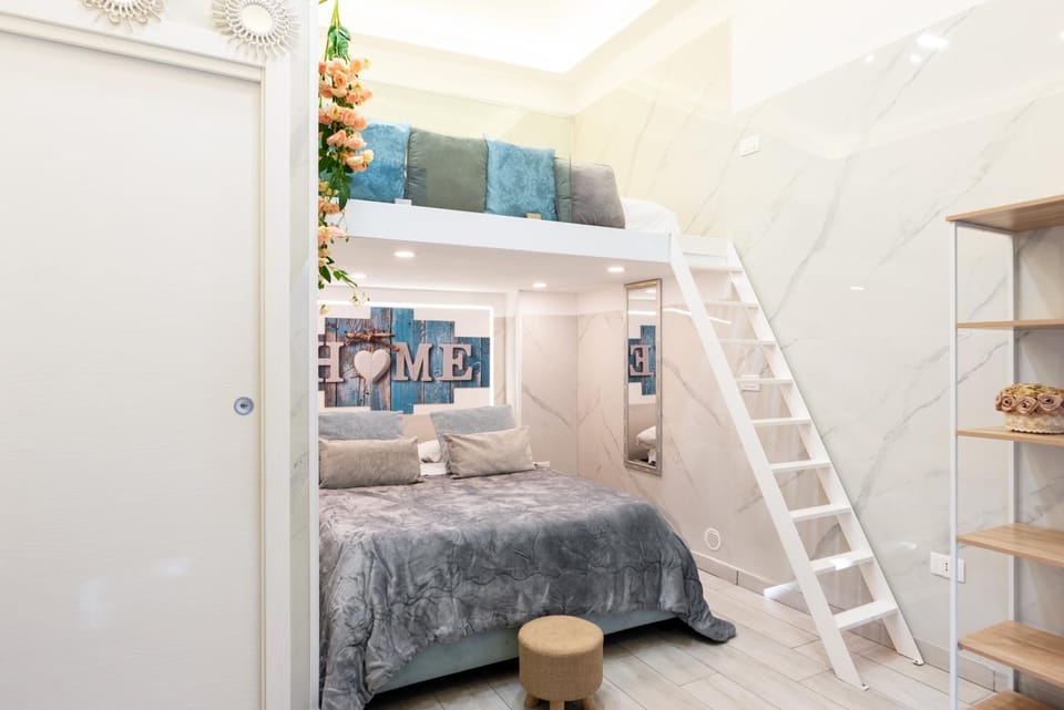 Bed, Photo of the whole room, bunk bed, wardrobe