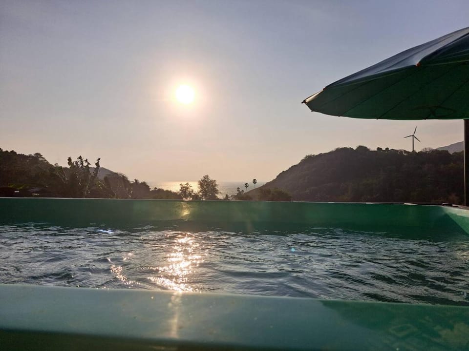 Natural landscape, Swimming pool, Sunset
