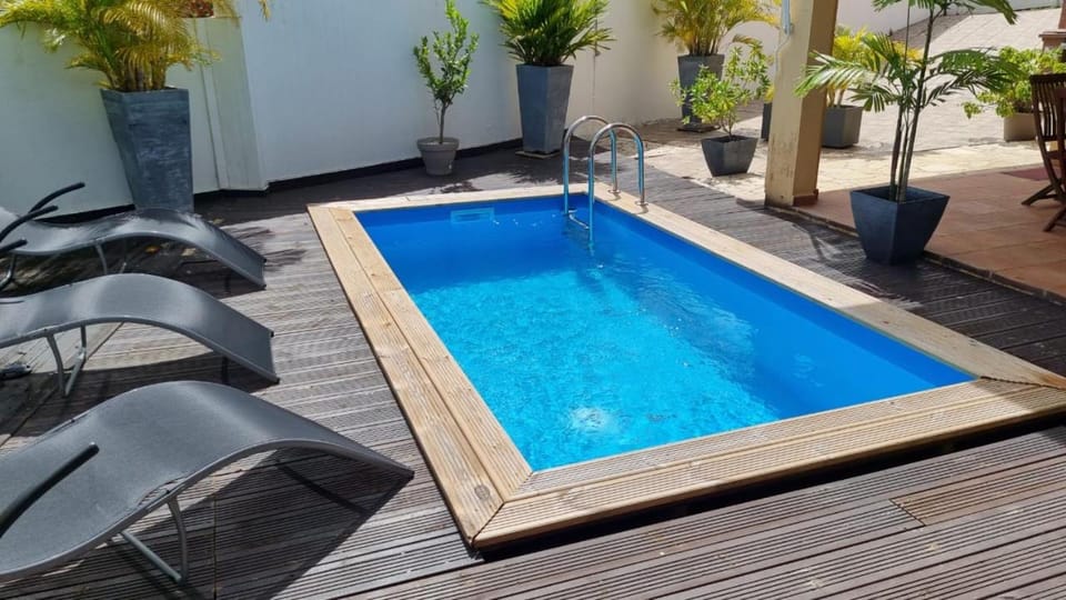 Patio, Pool view, Swimming pool, sunbed