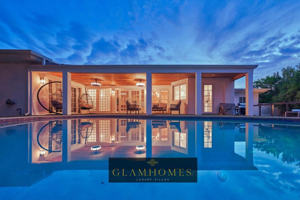 Property building, Pool view, Swimming pool, Sunset, furniture