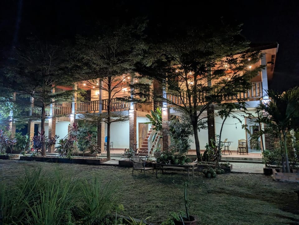 Property building, Night, Garden