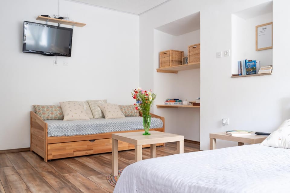 Bed, TV and multimedia, Living room, Bedroom
