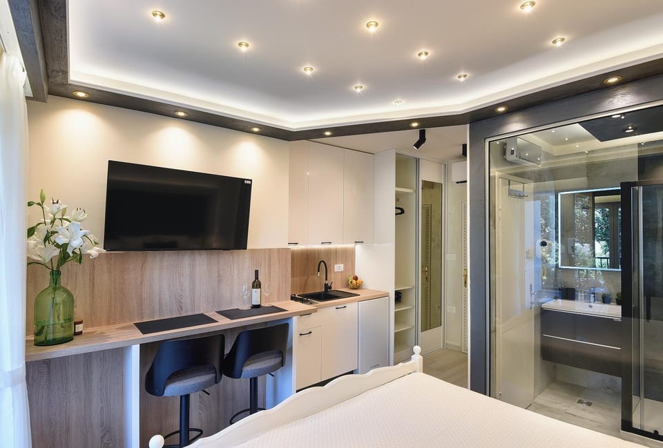 Bed, Bathroom, TV and multimedia, Kitchen or kitchenette