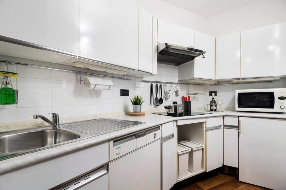 Kitchen or kitchenette, dishwasher, oven, stove