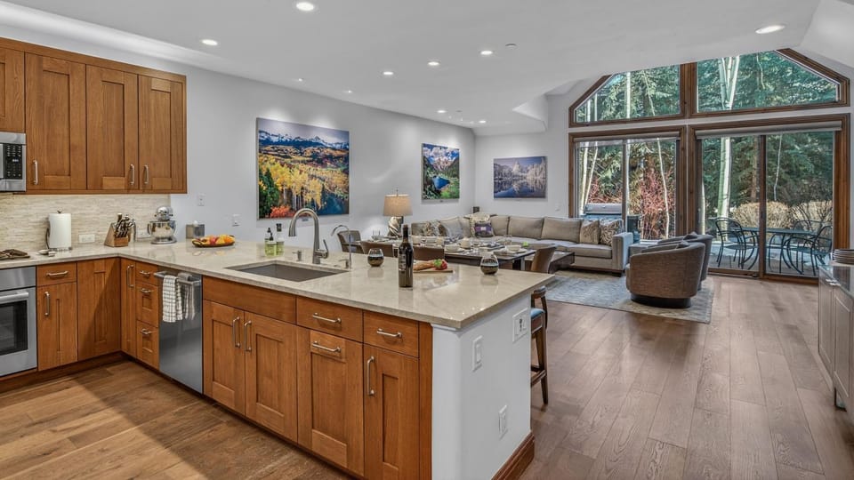 Living room, furniture, storage, kitchen