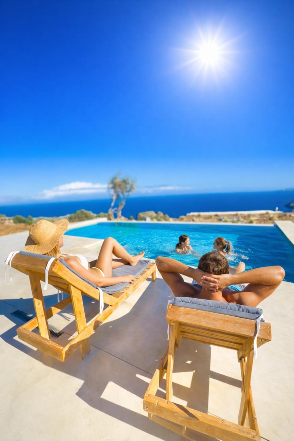 Sea view, Swimming pool, Sunrise, sunbed