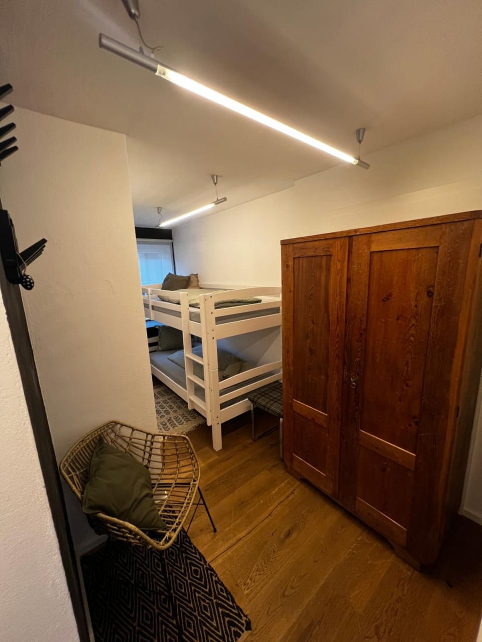 Bed, Photo of the whole room, Bedroom, bunk bed, wardrobe