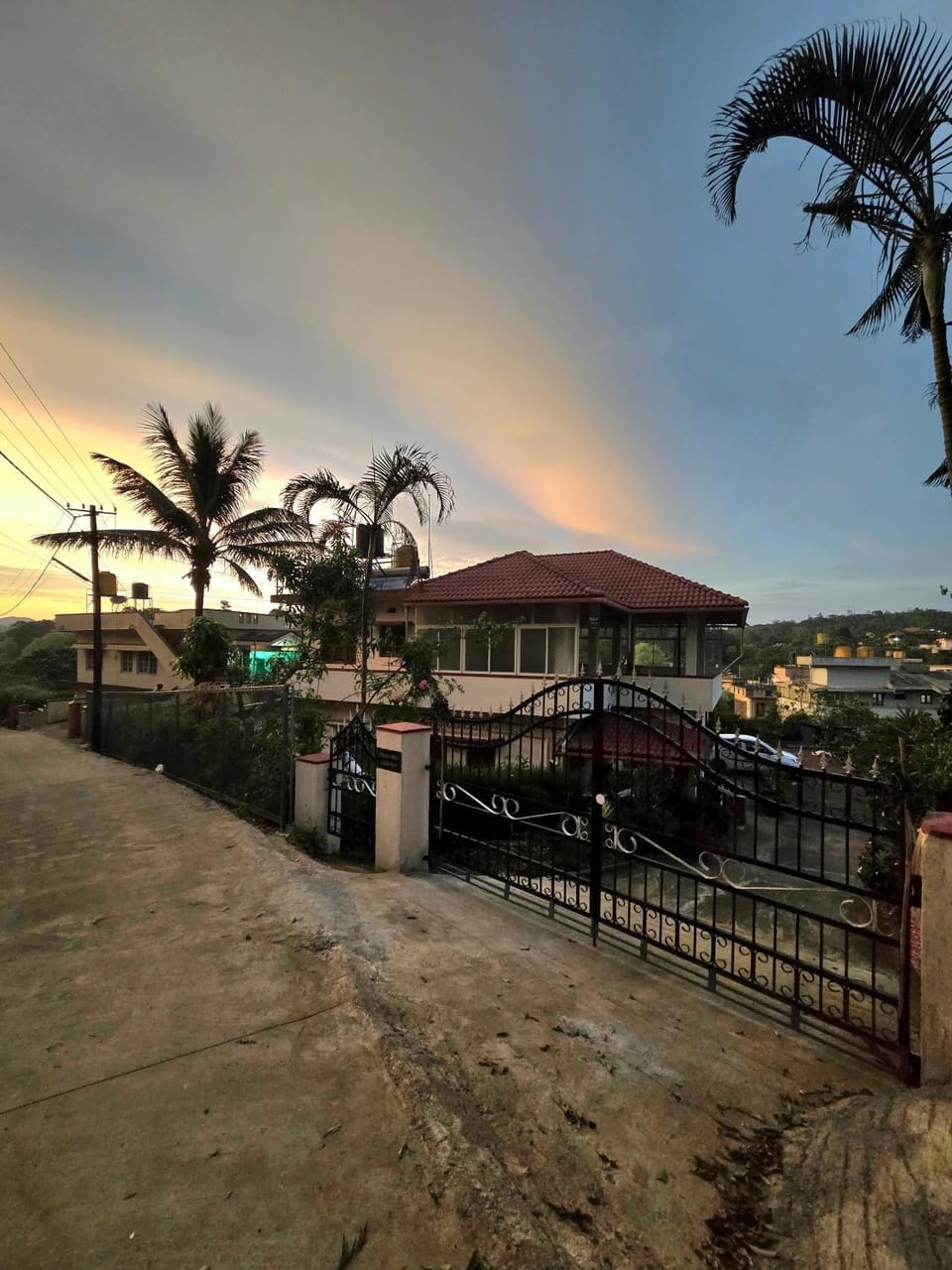 Property building, Facade/entrance, Sunset