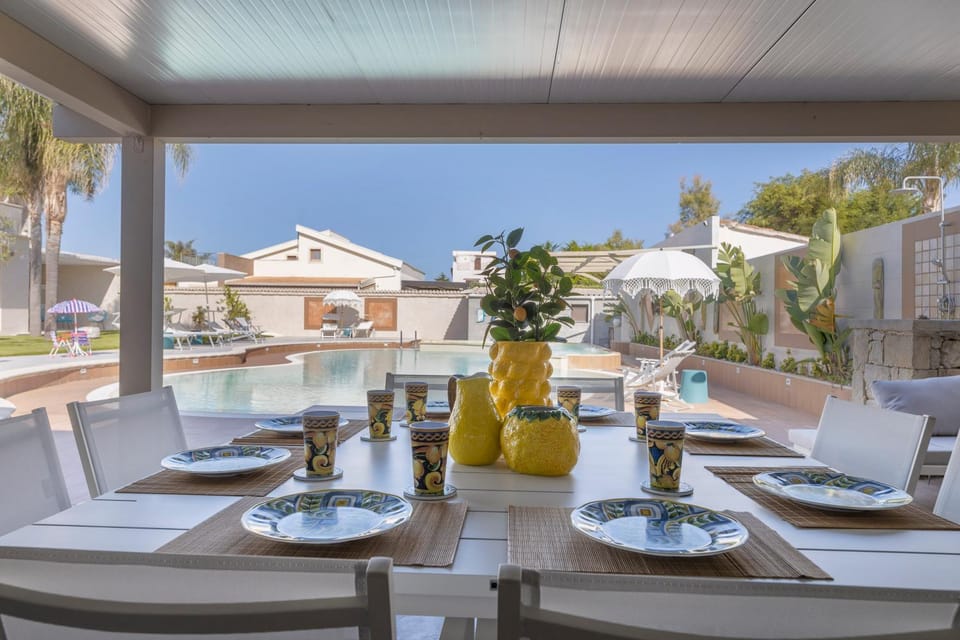 Patio, Day, Living room, Seating area, Dining area, Pool view, Swimming pool