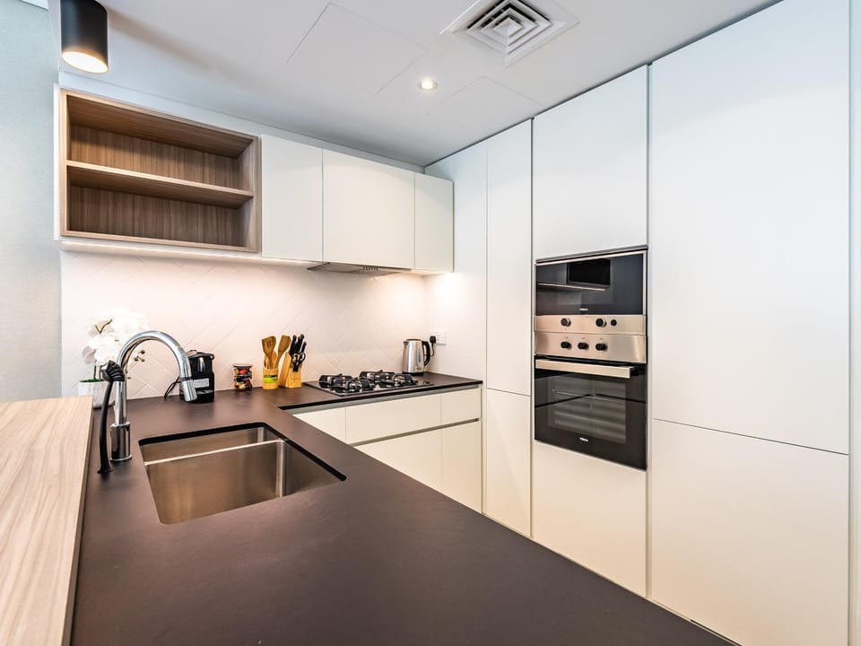 Kitchen or kitchenette, minibar, stove