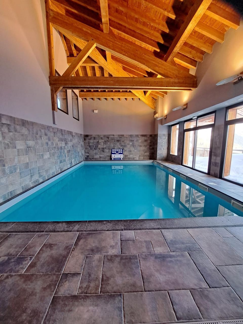 Property building, Living room, Swimming pool