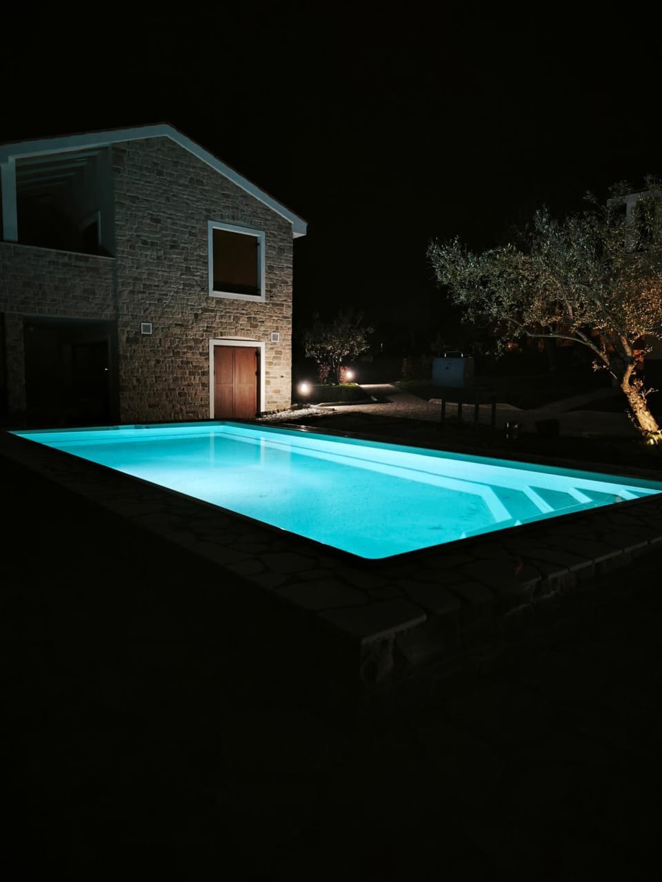 Night, Pool view, Swimming pool