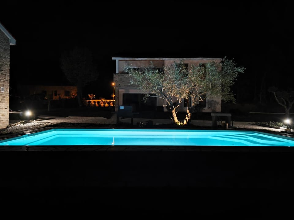 Night, Pool view, Swimming pool