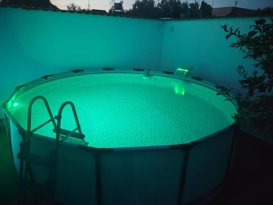 Night, Pool view, Swimming pool, Swimming pool