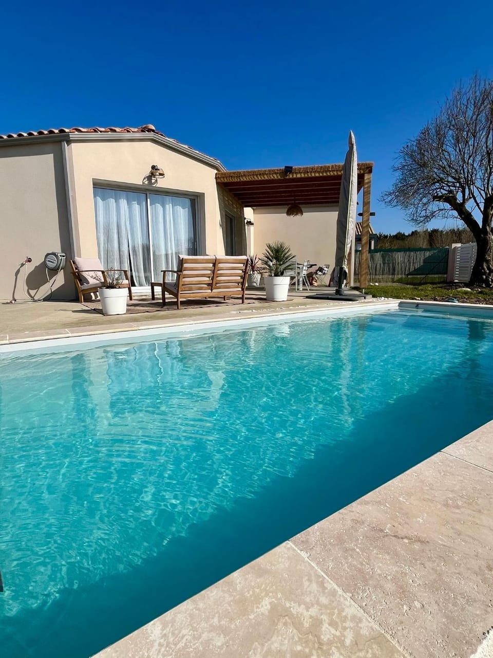 Patio, Day, Pool view, Swimming pool, sunbed