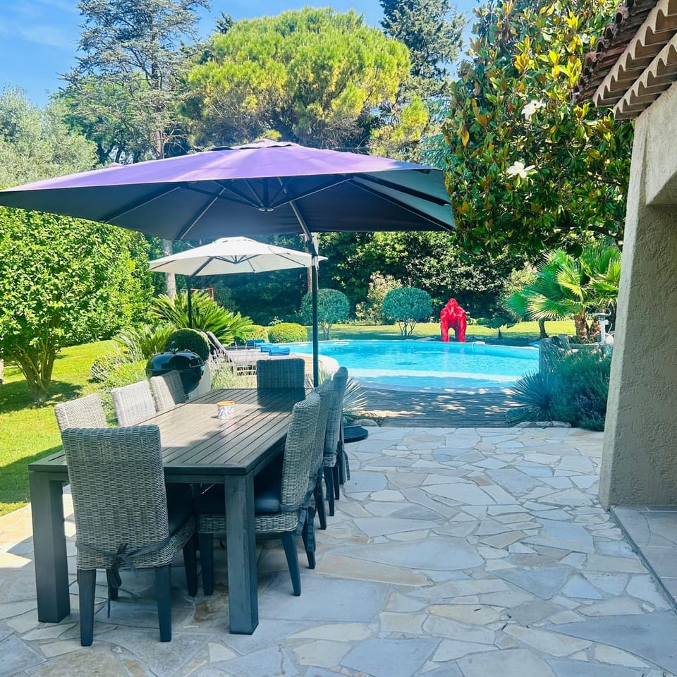 Patio, Dining area, Garden view, Pool view