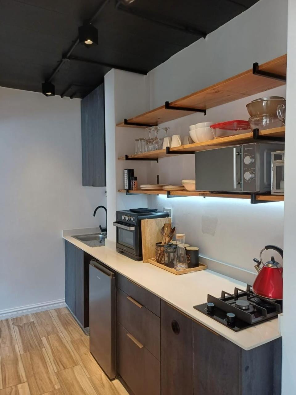 Kitchen or kitchenette, minibar, stove