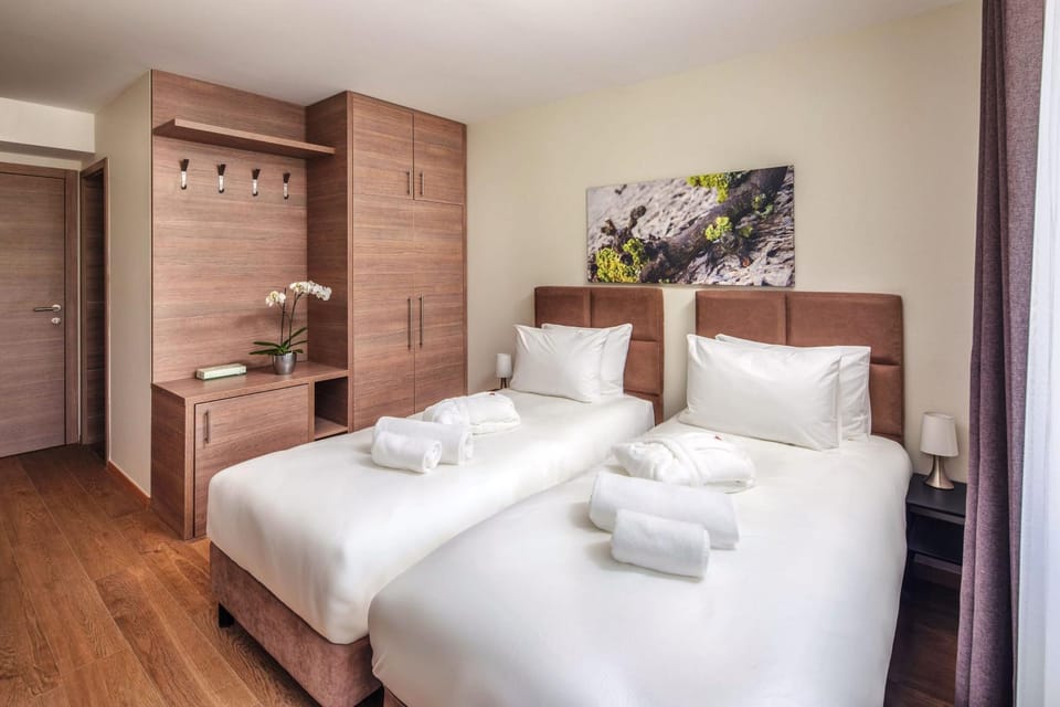 Bed, wardrobe