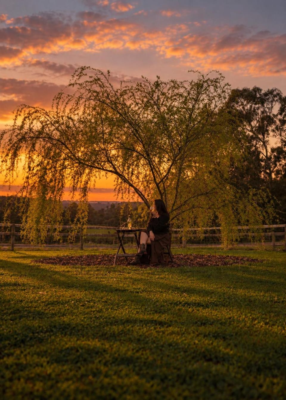 Spring, People, Natural landscape, Garden, View (from property/room), Time of day, Sunset