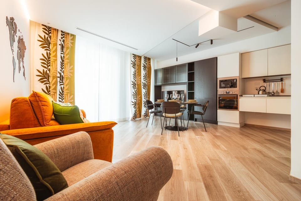 Living room, kitchen