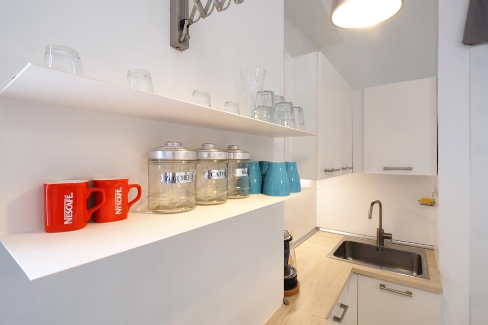 Kitchen or kitchenette, stove