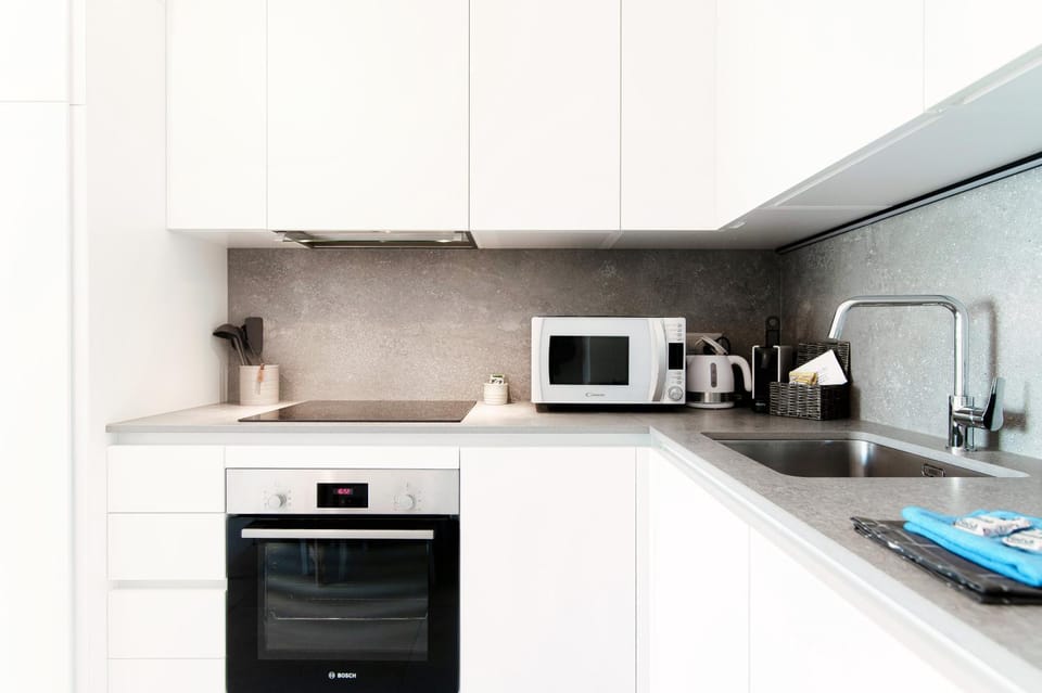 Kitchen or kitchenette, stove